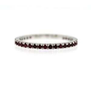 0.36 CT Natural Ruby14K White Gold Band Ring Size 5.5